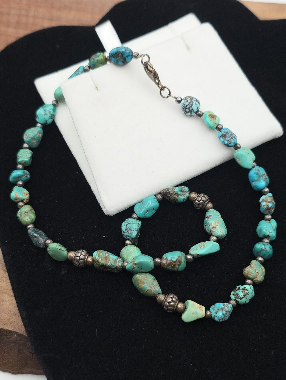 Natural Turquoise Single Strand Necklace Native American Style Southwestern Boho